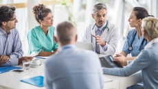 Healthcare professionals in a conference 