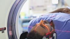 Person undergoing MRI scan