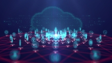 digital icons with cloud in the background