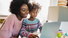 Parent and child on telehealth