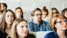 Students sitting in a classroom