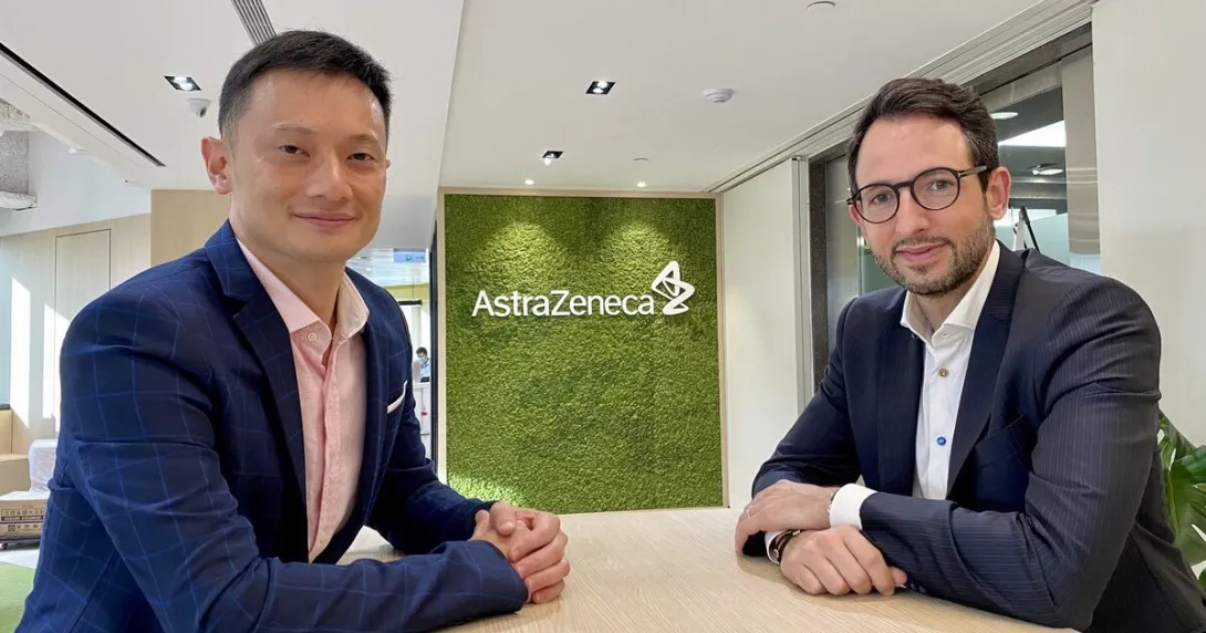 [Left] Ed Deng, co-founder and CEO, Health2Sync; and [Right] Claudio Longo, President, AstraZeneca Taiwan