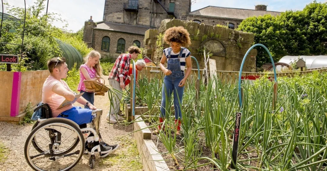 Children working in a garden