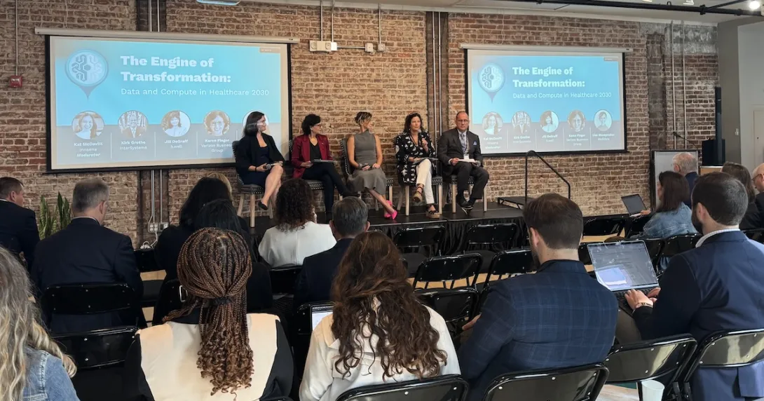 Kat McDavitt of Innsena, Karen Finger of Verizon Business Group, Lisa Moneymaker of Medidata, Jill DeGraff  of b.well and Kirk Grothe of InterSystems