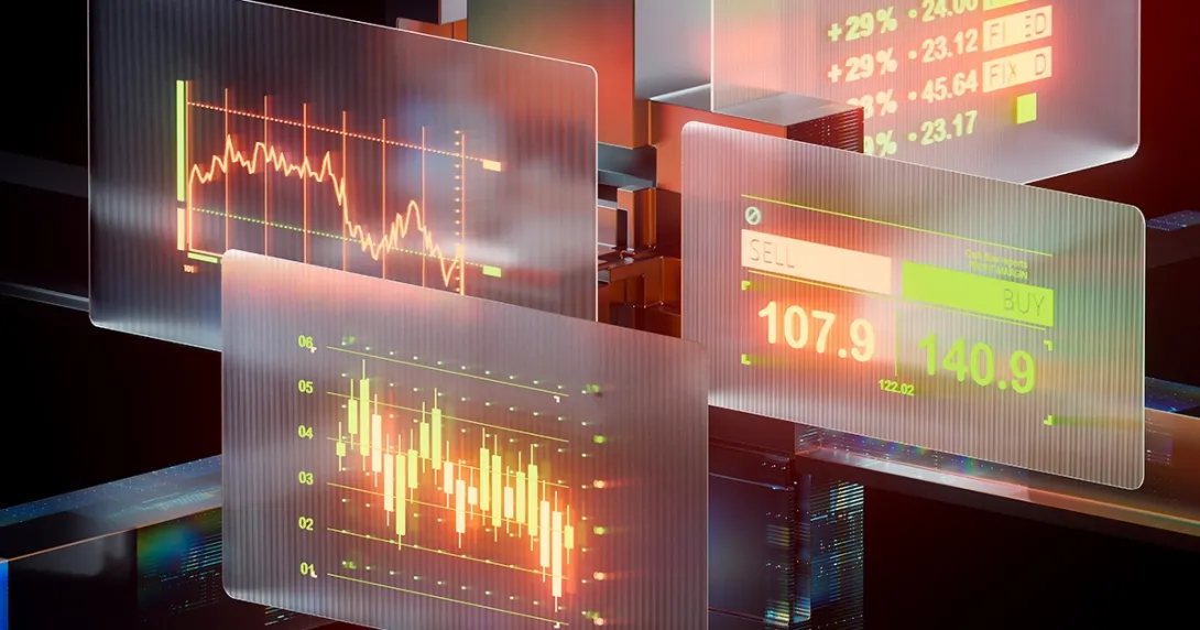 Futuristic financial dashboard