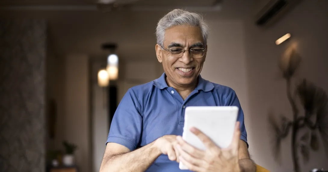 Patient using a tablet computer