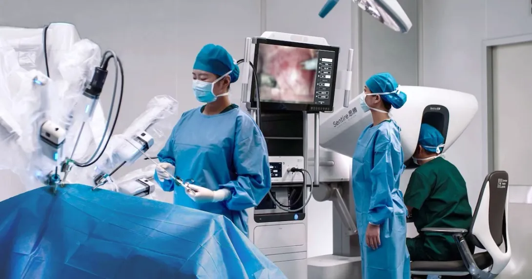 Surgeons using Cornerstone Robotics' robotic laparoscopic system 
