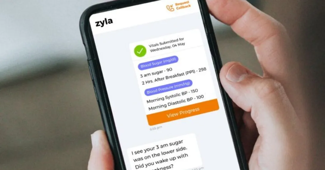 A chat conversation on the Zyla Health mobile app