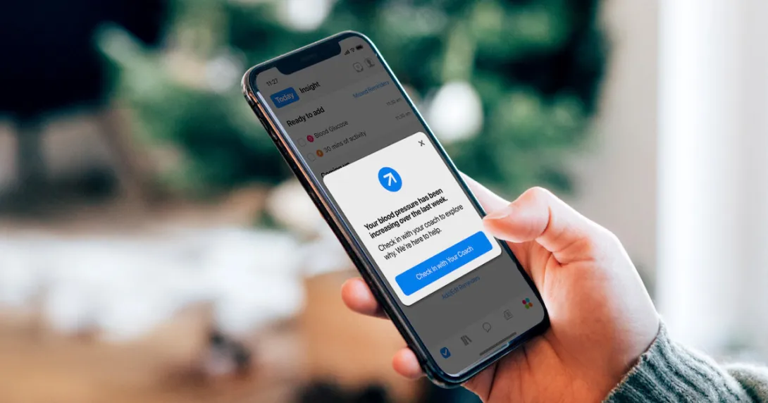 A close up of the One Drop app displaying blood pressure insights