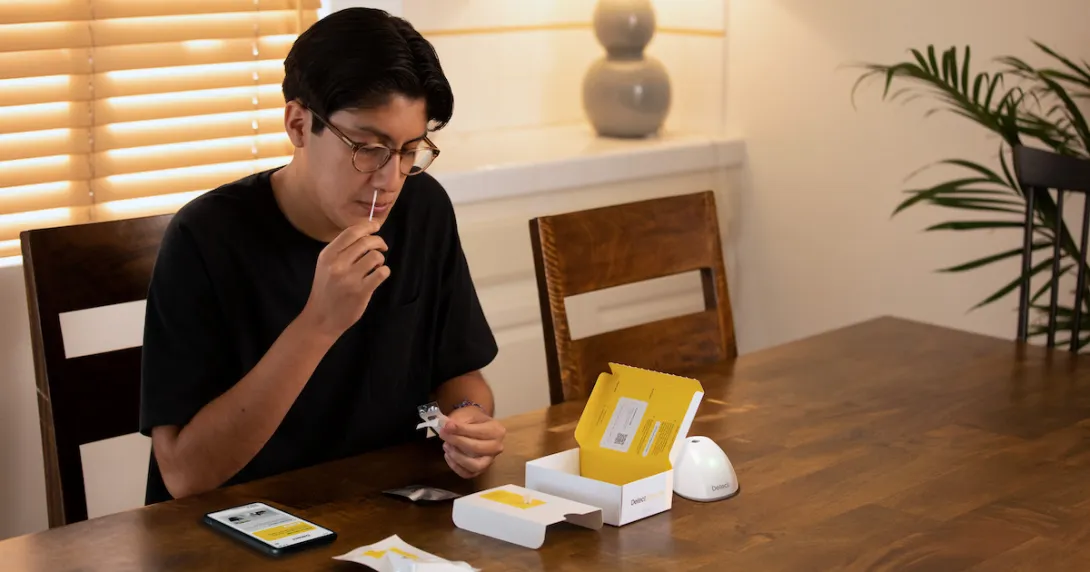 A man using the Detect COVID-19 test