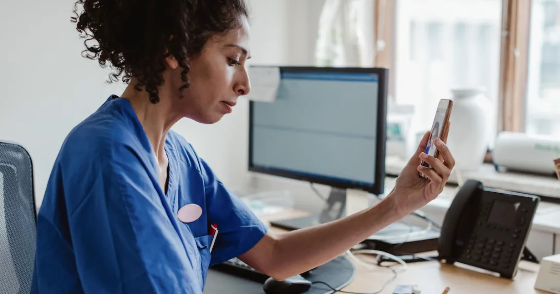 Physician on a telephone