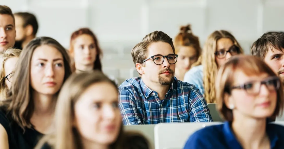 Students sitting in a classroom
