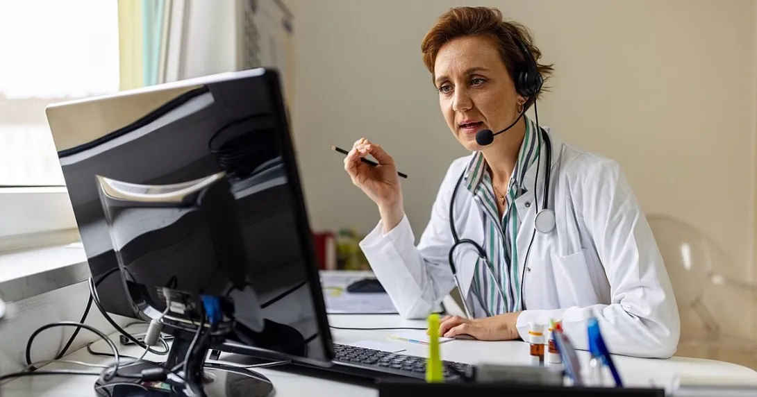 A doctor in a teleconsultation with a patient